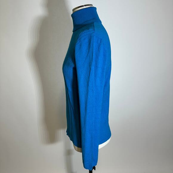 Evan-Picone Blue Cable Knit Turtleneck Sweater Womens Size Medium M Pullover - Picture 5 of 9